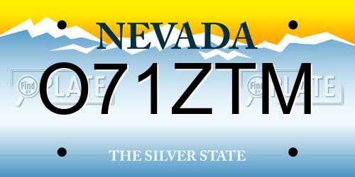 O71ZTM Nevada License Plate