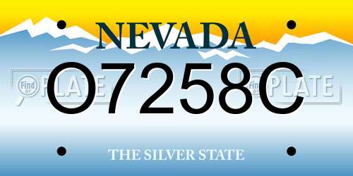 O7258C Nevada License Plate
