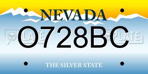O728BC Nevada License Plate