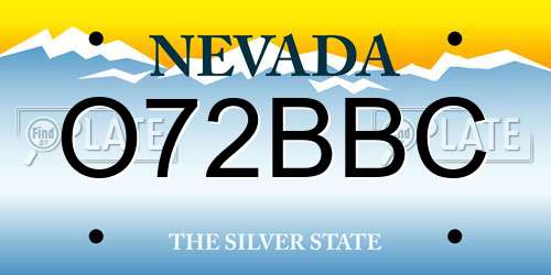 O72BBC Nevada License Plate