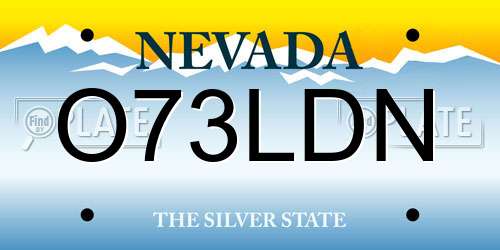 O73LDN Nevada License Plate