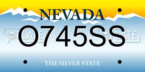O745SS Nevada License Plate
