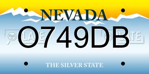 O749DB Nevada License Plate