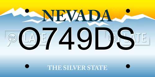 O749DS Nevada License Plate