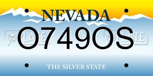 O749OS Nevada License Plate
