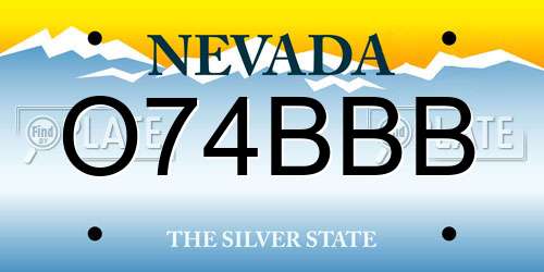O74BBB Nevada License Plate