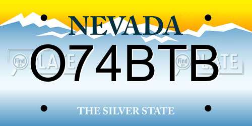 O74BTB Nevada License Plate