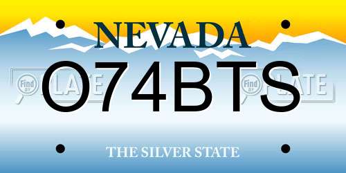 O74BTS Nevada License Plate