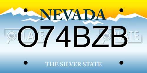 O74BZB Nevada License Plate