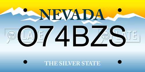 O74BZS Nevada License Plate