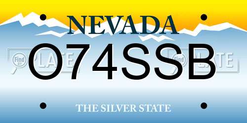O74SSB Nevada License Plate