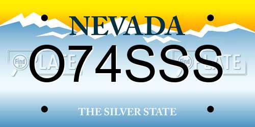 O74SSS Nevada License Plate