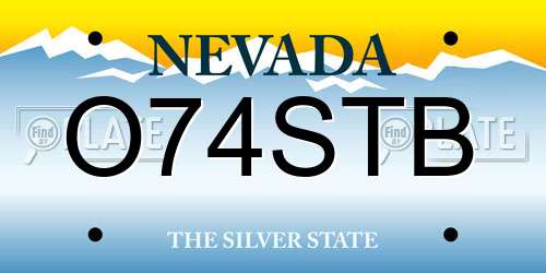 O74STB Nevada License Plate