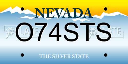 O74STS Nevada License Plate