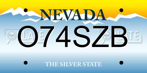 O74SZB Nevada License Plate