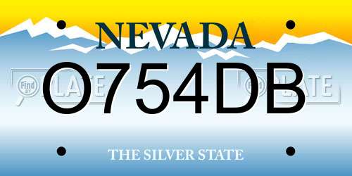O754DB Nevada License Plate