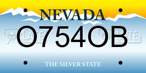 O754OB Nevada License Plate