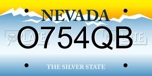 O754QB Nevada License Plate