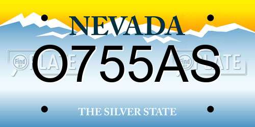 O755AS Nevada License Plate