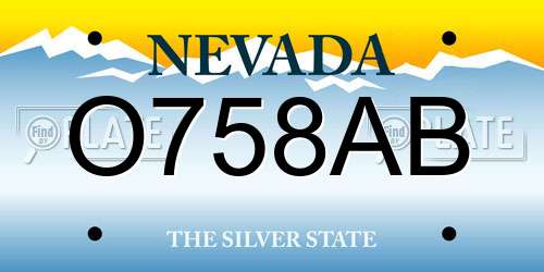 O758AB Nevada License Plate