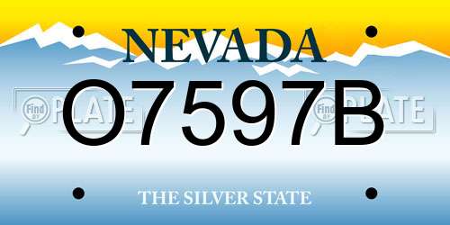 O7597B Nevada License Plate