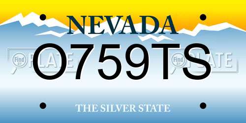 O759TS Nevada License Plate