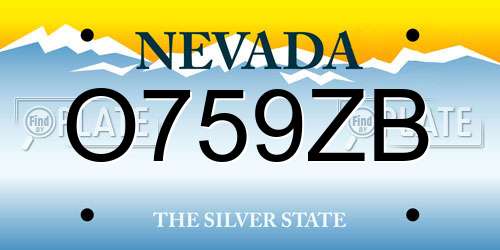 O759ZB Nevada License Plate