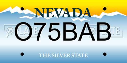 O75BAB Nevada License Plate