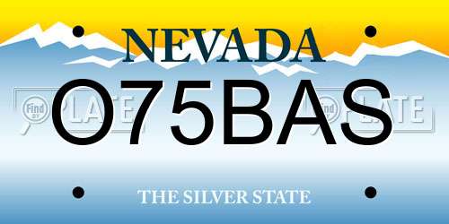 O75BAS Nevada License Plate