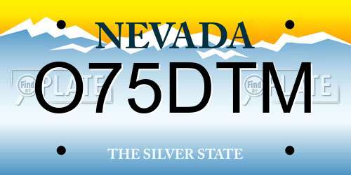 O75DTM Nevada License Plate
