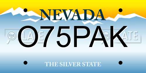 O75PAK Nevada License Plate