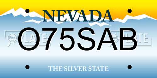 O75SAB Nevada License Plate