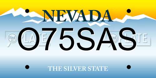 O75SAS Nevada License Plate