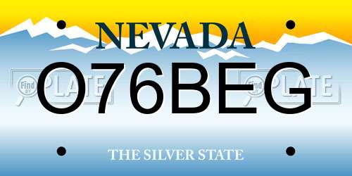 O76BEG Nevada License Plate
