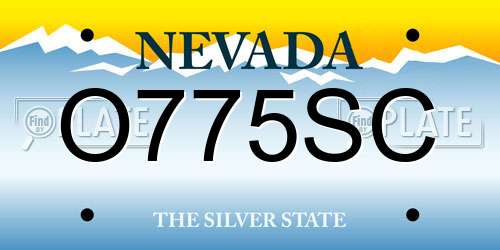 O775SC Nevada License Plate