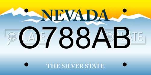 O788AB Nevada License Plate