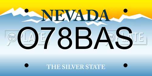 O78BAS Nevada License Plate
