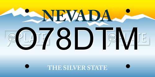 O78DTM Nevada License Plate