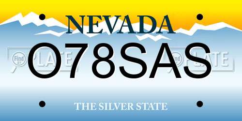 O78SAS Nevada License Plate