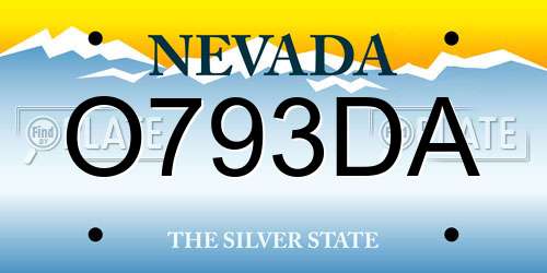 O793DA Nevada License Plate