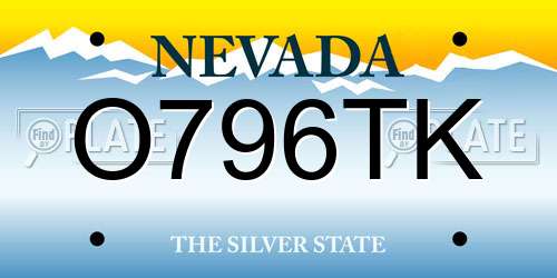 O796TK Nevada License Plate