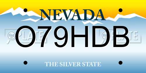 O79HDB Nevada License Plate