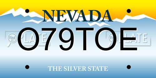 O79TOE Nevada License Plate