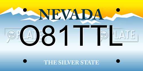 O81TTL Nevada License Plate