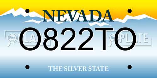 O822TO Nevada License Plate