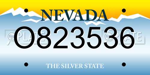 O823536 Nevada License Plate