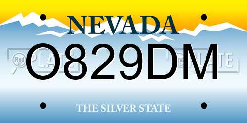 O829DM Nevada License Plate