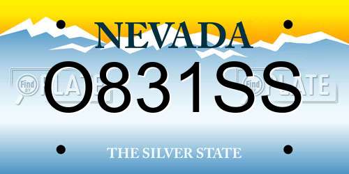 O831SS Nevada License Plate