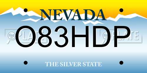 O83HDP Nevada License Plate