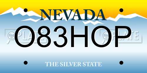 O83HOP Nevada License Plate